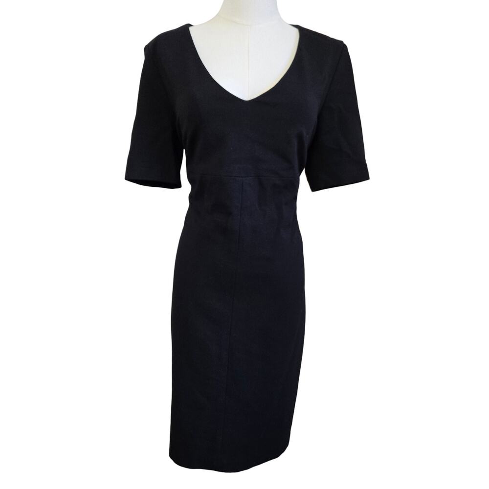 Yansi Fugel Classic Staple Minimalist LBD Timeless Midi Sheath Dress 8